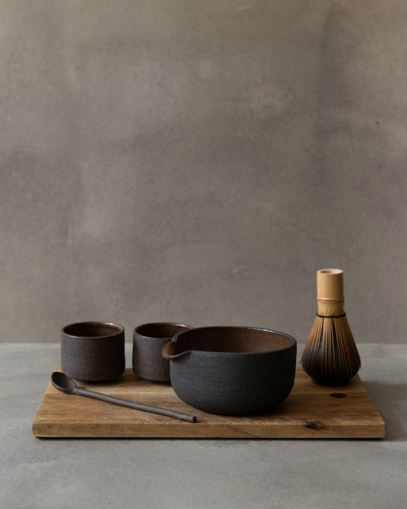 MK keramiek - Matcha bowl met houder - Terra Aura