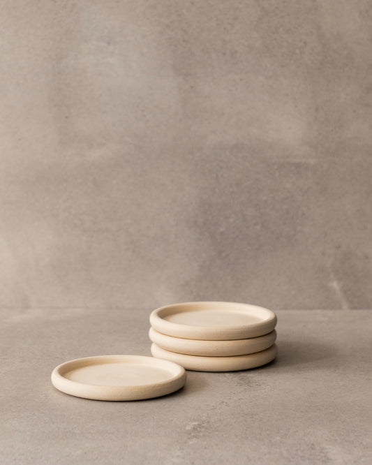 MK keramiek - Coasters/onderzetters - set van 2 - Beige