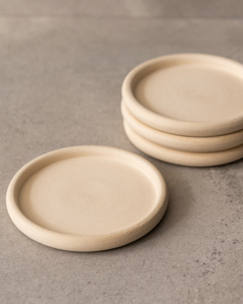 MK keramiek - Coasters/onderzetters - set van 2 - Beige