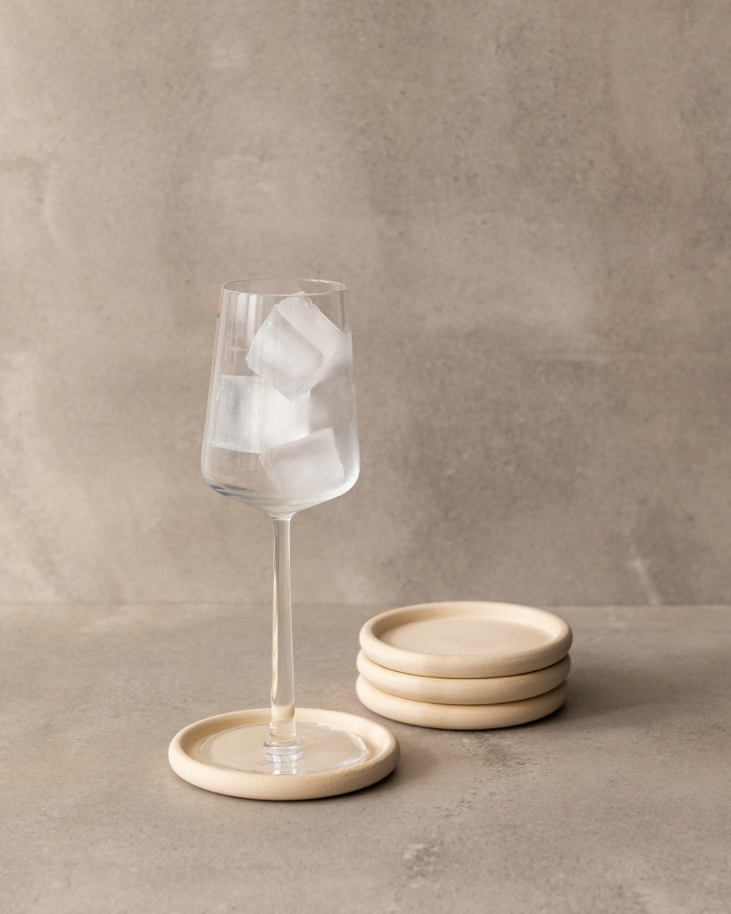 MK keramiek - Coasters/onderzetters - set van 2 - Beige