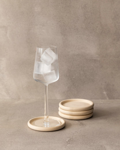MK keramiek - Coasters/onderzetters - set van 2 - Beige