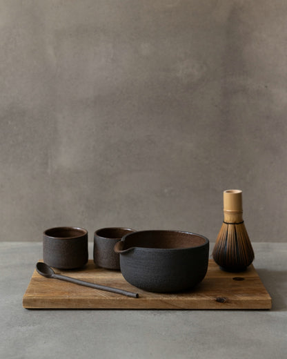 MK keramiek - Matcha bowl met houder - Terra Aura
